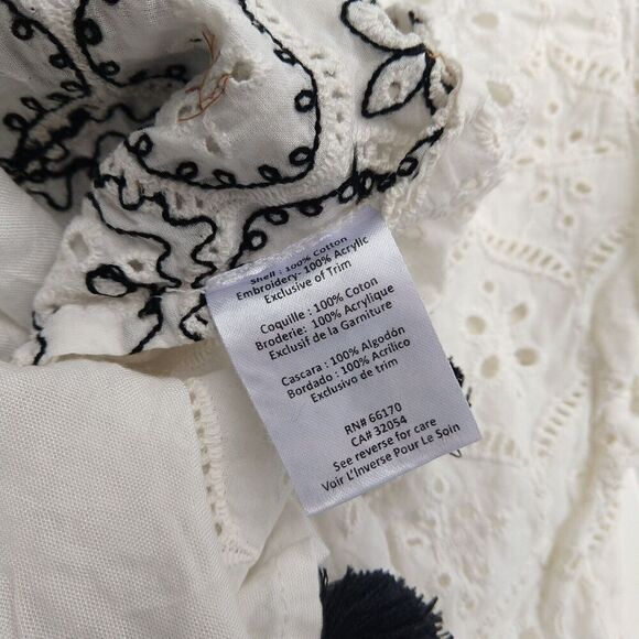 Hemant & Nandita Aditya Eyelet Lace Dress Size XS White Tunic Tassels Boho - Picture 8 of 9